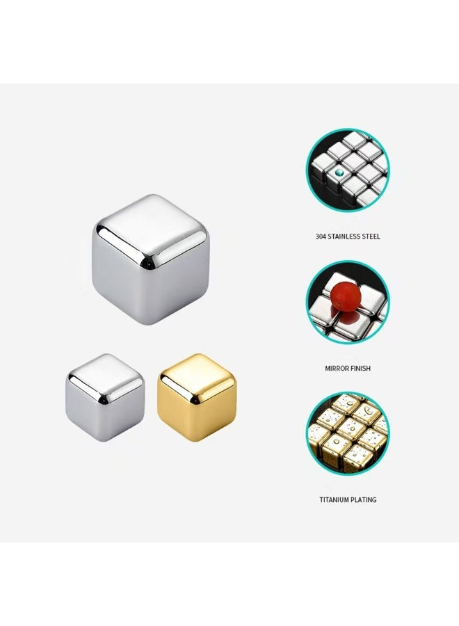 7pcs / مجموعة مكعبات الجليد الفولاذ المقاوم للصدأ مجموعة إعادة الاستخدام التبريد الأحجار التبريد المكعب التبريد صخرة الحزب شريط أداة - Image 3